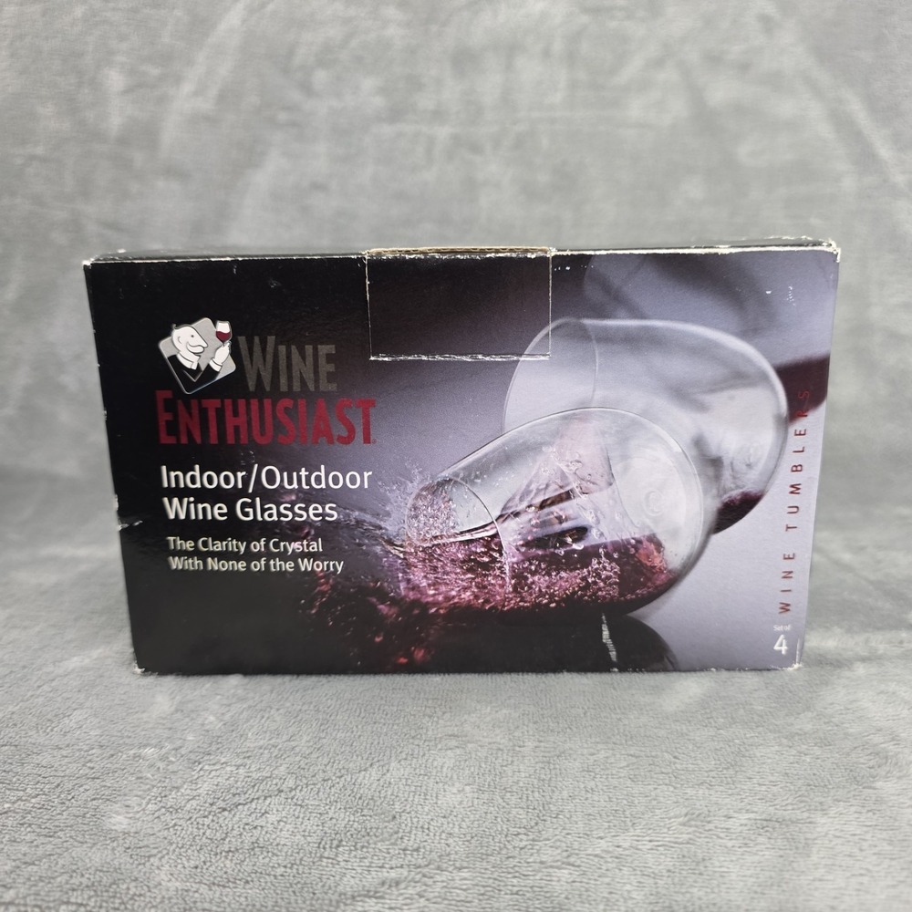 NIB Wine Enthusiast Indoor/Outdoor Stemless Wine Glasses Set of 4 Tritan Polymer